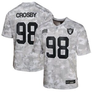 Maxx Crosby Las Vegas Raiders Youth 2024 Salute to Service Game Jersey - Arctic Camo