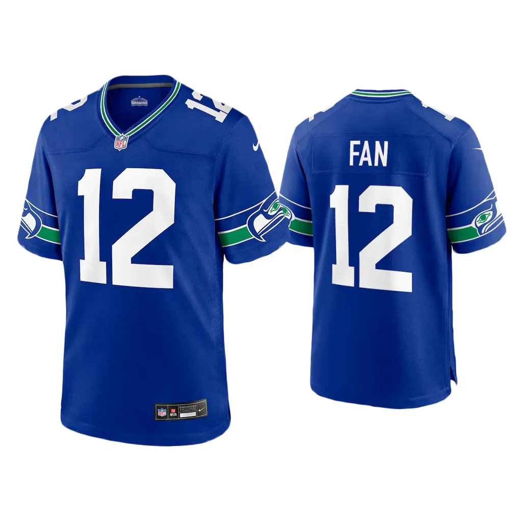 Men 12Th Fan Seattle Seahawks Royal Throwback Game Jersey