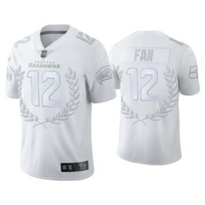 Men 12th Fan Seattle Seahawks White Platinum Limited Jersey