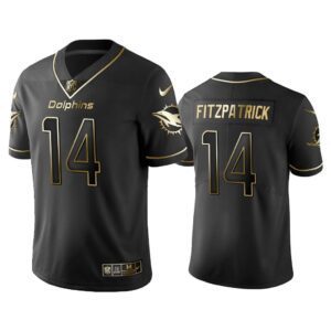 Men 2019 Golden Edition Vapor Untouchable Limited Miami Dolphins #14 Ryan Fitzpatrick Black Jersey