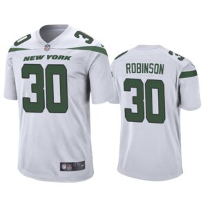 Men 2019 Rashard Robinson #30 New York Jets White Game Jersey