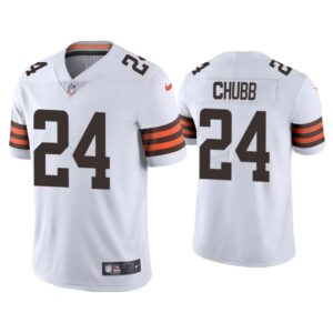 Men 2020 Nick Chubb Cleveland Browns White Vapor Limited Jersey