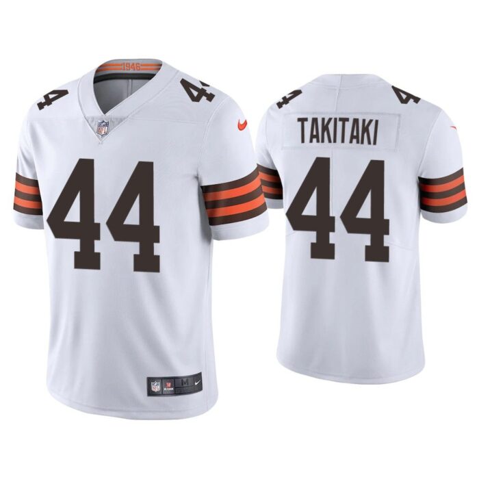 Men 2020 Sione Takitaki Cleveland Browns White Vapor Limited Jersey