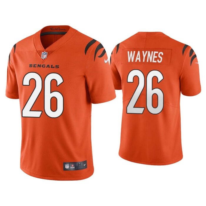 Men 2021 Trae Waynes Cincinnati Bengals Orange Vapor Limited Jersey