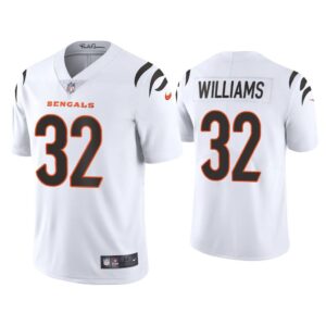 Men 2021 Trayveon Williams Cincinnati Bengals White Vapor Limited Jersey