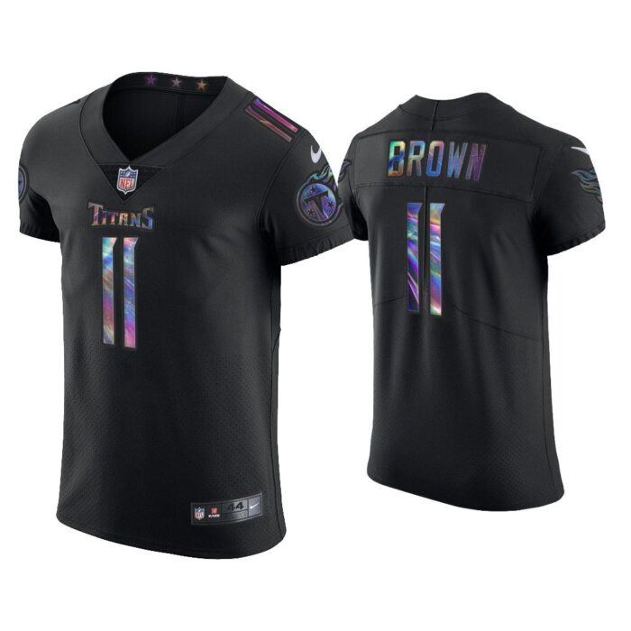 Men A.J. Brown Tennessee Titans Black Golden Edition Holographic Jersey