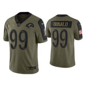 Men Aaron Donald Los Angeles Rams Olive 2021 Salute To Service Limited Jersey