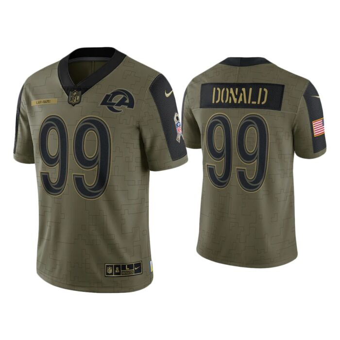 Men Aaron Donald Los Angeles Rams Olive 2021 Salute To Service Limited Jersey