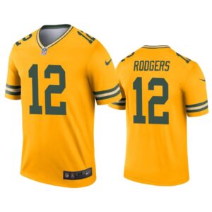 Men Aaron Rodgers Green Bay Packers Gold Inverted Legend Jersey