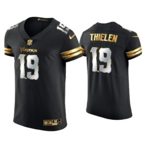 Men Adam Thielen Minnesota Vikings Black Golden Edition Vapor Elite Jersey