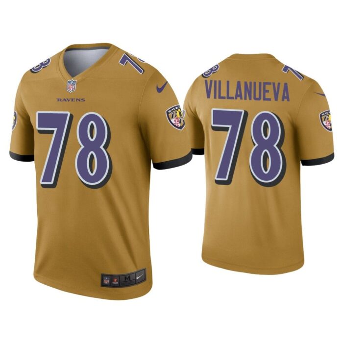 Men Alejandro Villanueva Baltimore Ravens Gold Inverted Legend Jersey