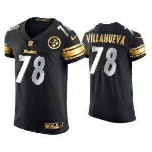 Men Alejandro Villanueva Pittsburgh Steelers Black Golden Edition Elite Jersey