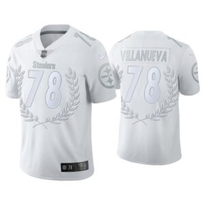 Men Alejandro Villanueva Pittsburgh Steelers White Platinum Limited Jersey