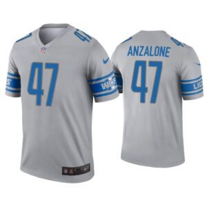 Men Alex Anzalone Detroit Lions Gray Inverted Legend Jersey