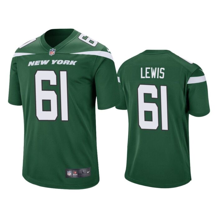 Men Alex Lewis New York Jets Green Game Jersey