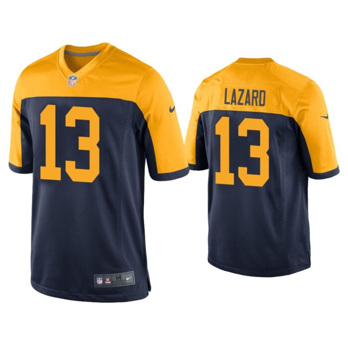 Men Allen Lazard Green Bay Packers Navy Throwback Game Jersey