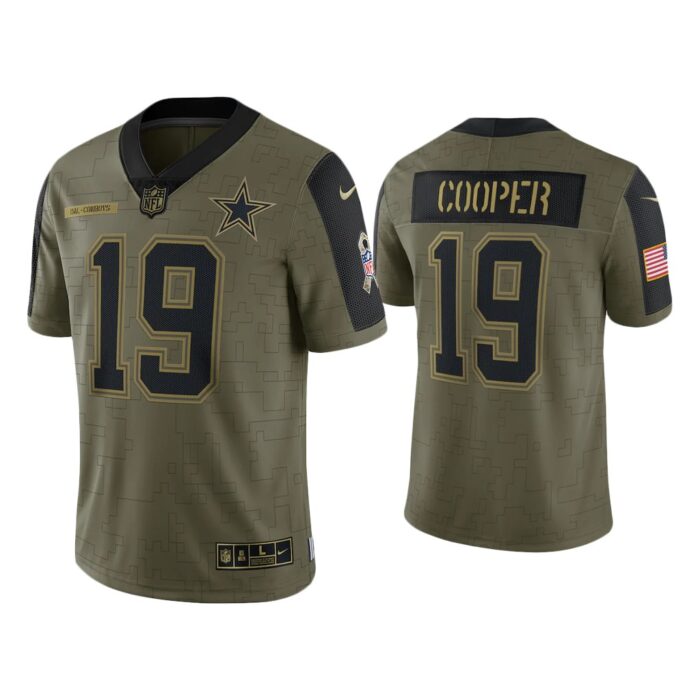 Men Amari Cooper Dallas Cowboys Olive 2021 Salute To Service Limited Jersey