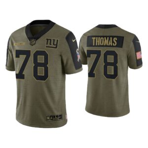 Men Andrew Thomas New York Giants Olive 2021 Salute To Service Limited Jersey