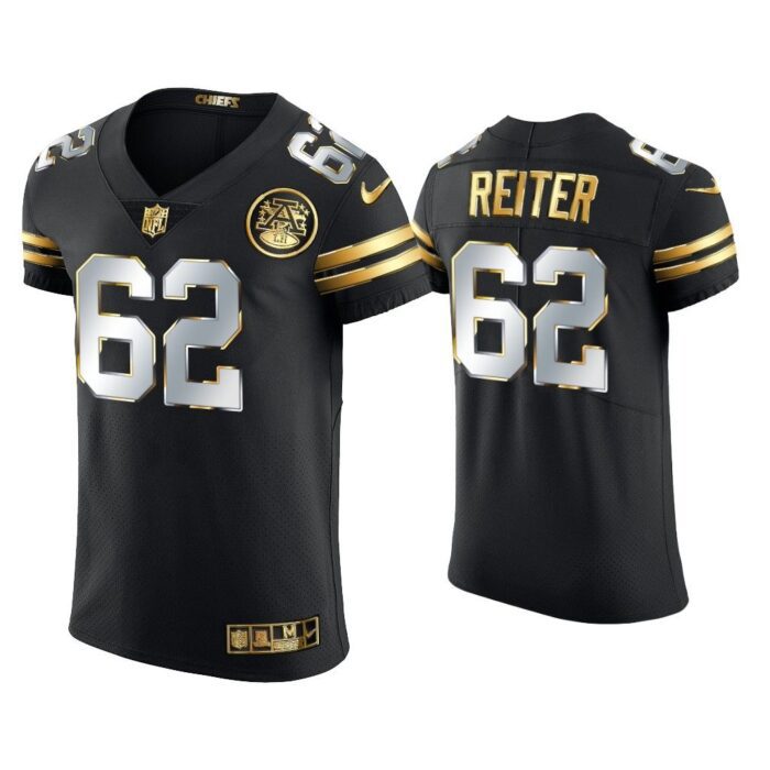 Men Austin Reiter Kansas City Chiefs Black Golden Edition Elite Jersey