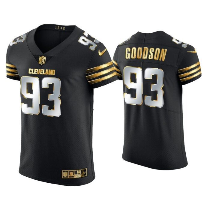 Men B.J. Goodson Cleveland Browns Black Golden Edition Vapor Elite Jersey