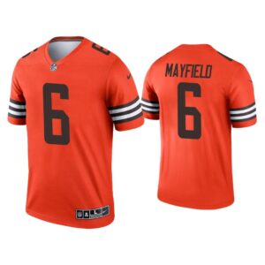 Men Baker Mayfield Cleveland Browns Orange Inverted Legend Jersey