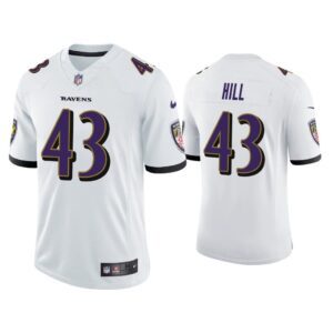 Men Baltimore Ravens Justice Hill Vapor Limited White Jersey