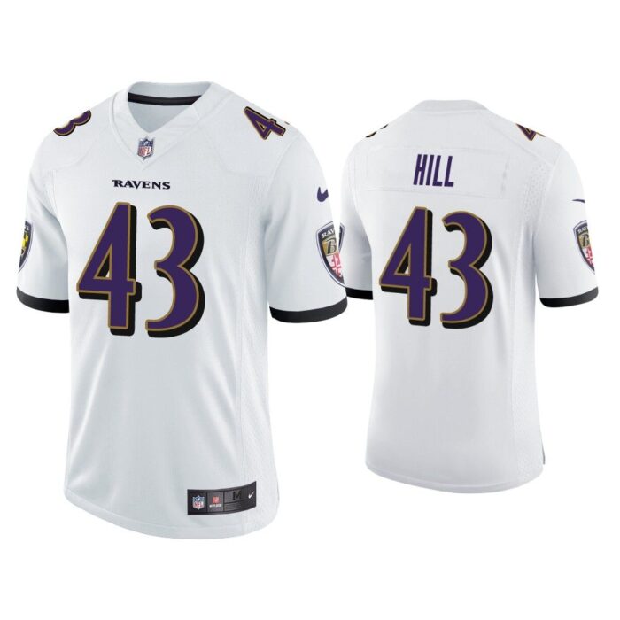 Men Baltimore Ravens Justice Hill Vapor Limited White Jersey