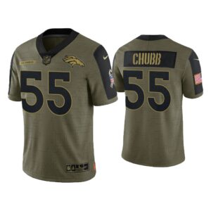 Men Bradley Chubb Denver Broncos Olive 2021 Salute To Service Limited Jersey