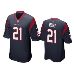 Men Bradley Roby #21 Houston Texans Navy Game Jersey