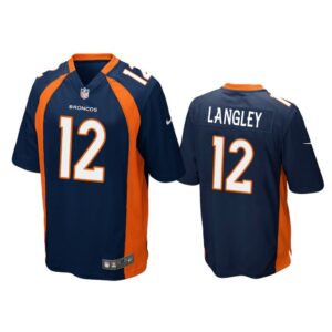 Men Brendan Langley #12 Denver Broncos Navy Game Jersey