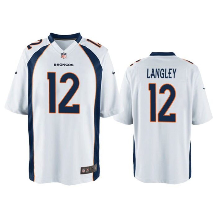 Men Brendan Langley #12 Denver Broncos White Game Jersey