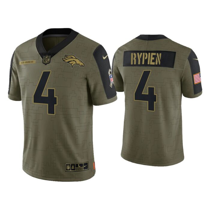 Men Brett Rypien Denver Broncos Olive 2021 Salute To Service Limited Jersey