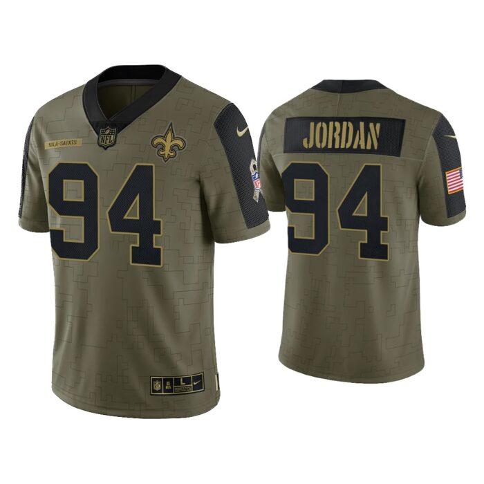 Men Cameron Jordan New Orleans Saints Olive 2021 Salute To Service Limited Jersey