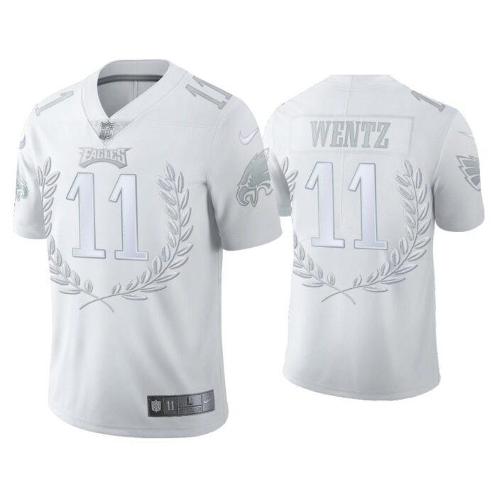 Men Carson Wentz Philadelphia Eagles White Platinum Limited Jersey