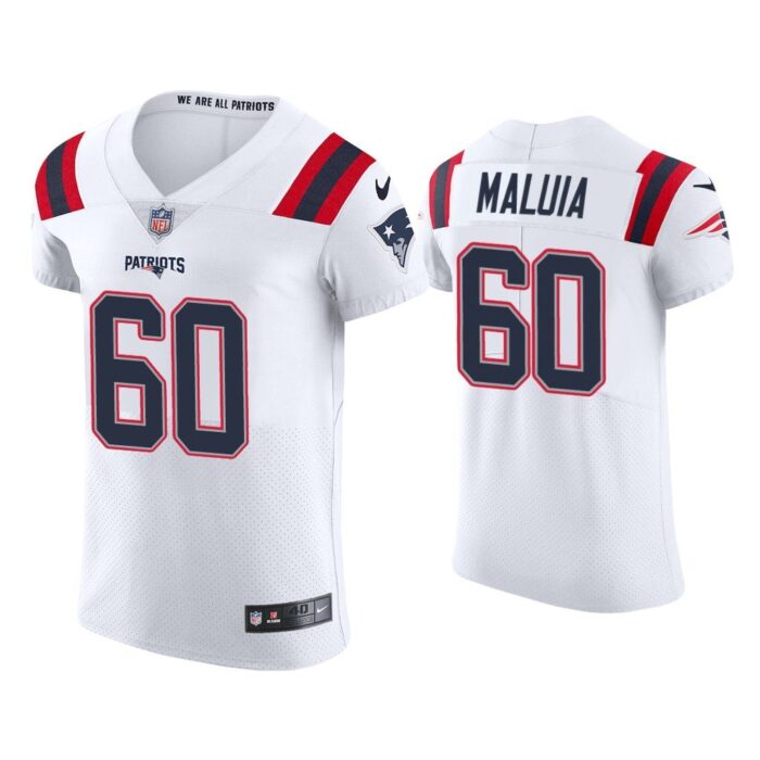 Men Cassh Maluia New England Patriots White Vapor Elite Jersey