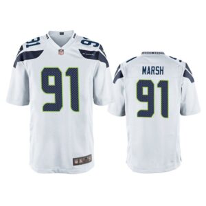 Men Cassius Marsh #91 Seattle Seahawks White Game Jersey