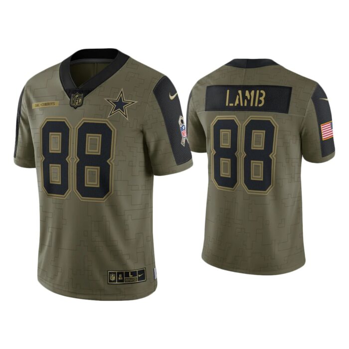 Men CeeDee Lamb Dallas Cowboys Olive 2021 Salute To Service Limited Jersey