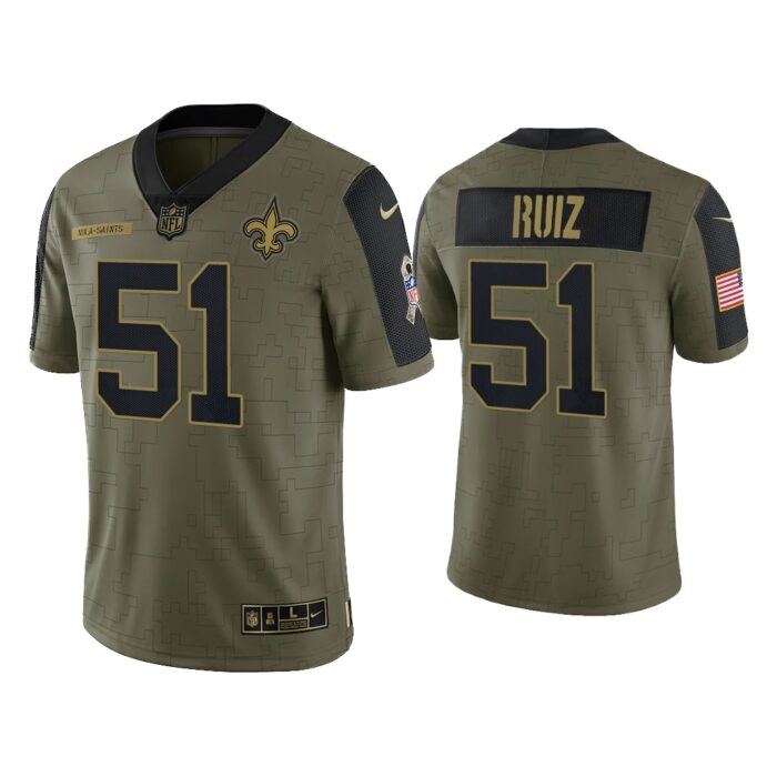 Men Cesar Ruiz New Orleans Saints Olive 2021 Salute To Service Limited Jersey