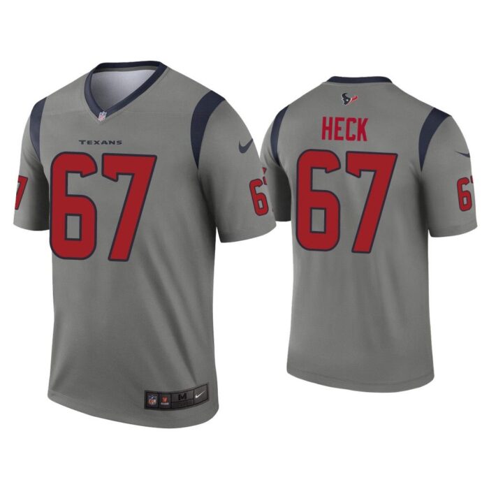 Men Charlie Heck Houston Texans Gray Inverted Legend Jersey