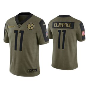 Men Chase Claypool Pittsburgh Steelers Olive 2021 Salute To Service Limited Jersey