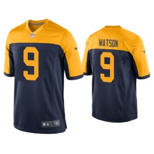 Men Christian Watson Green Bay Packers Navy Throwback Game Jersey