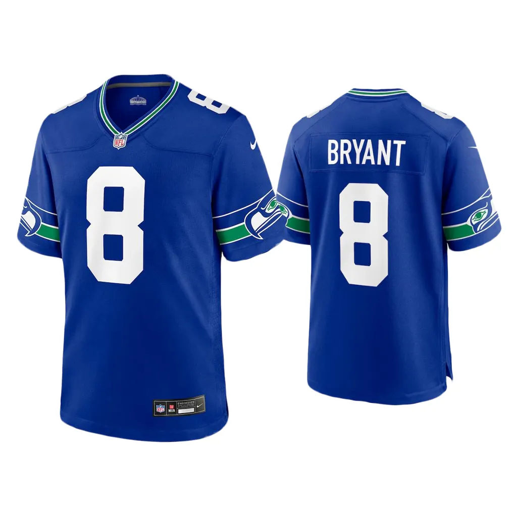 Men Coby Bryant Seattle Seahawks Royal Throwback Game Jersey