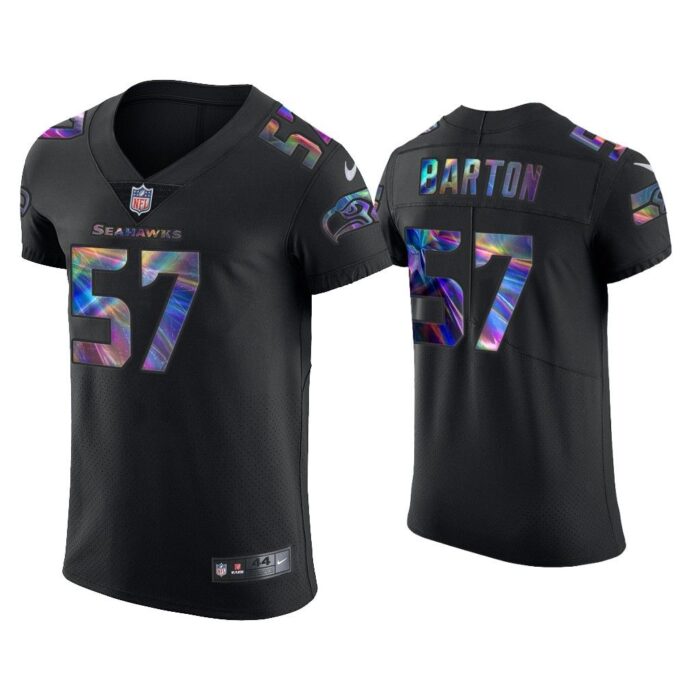 Men Cody Barton Seattle Seahawks Black Golden Edition Holographic Jersey