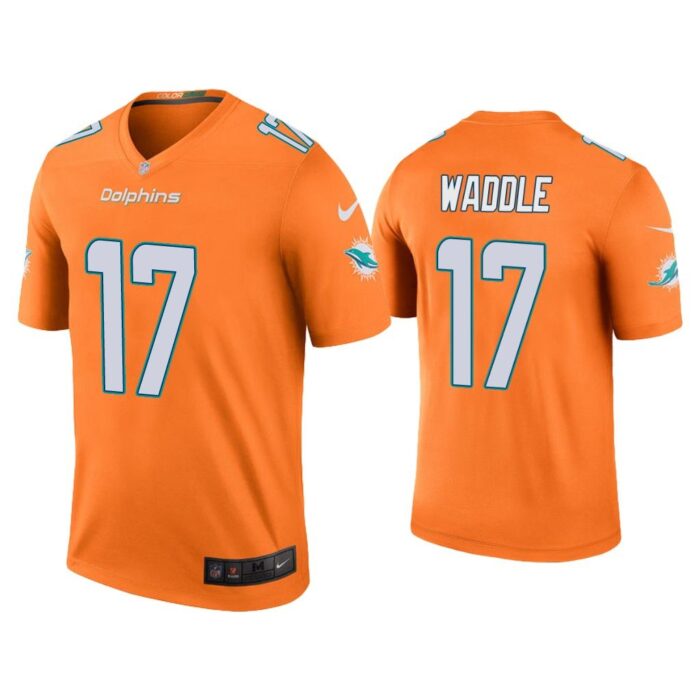 Men Color Rush Legend Jaylen Waddle Miami Dolphins Orange Jersey