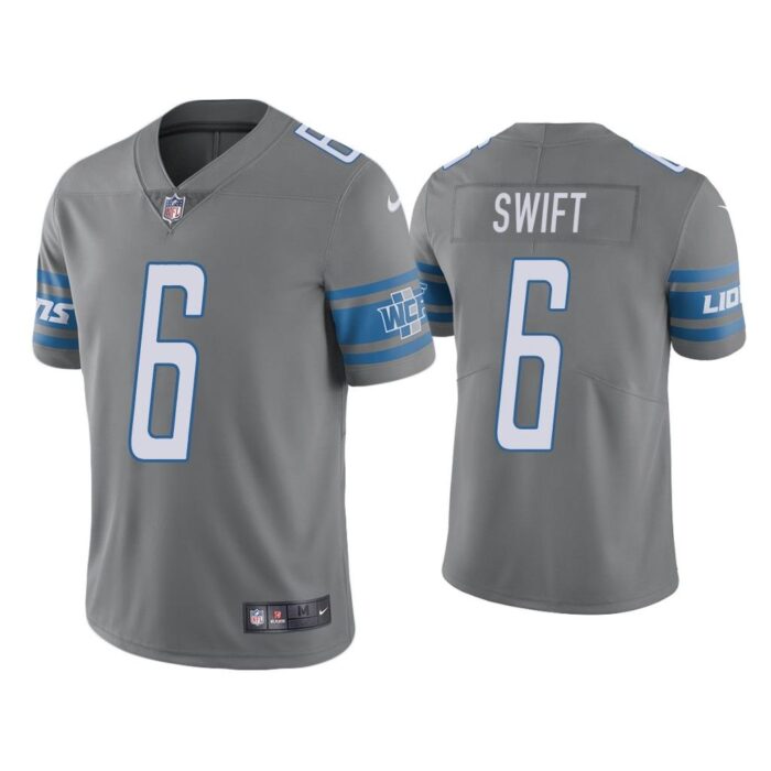 Men Color Rush Limited D'Andre Swift Detroit Lions Steel Jersey