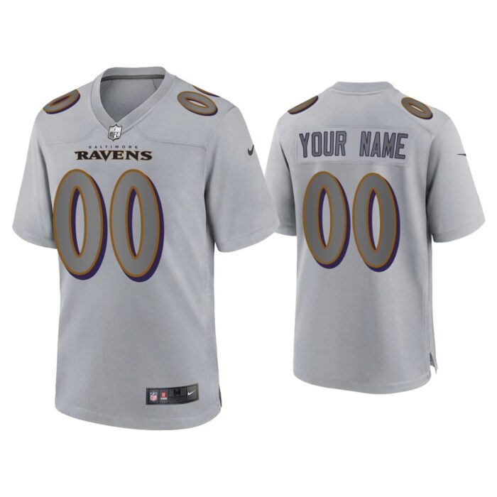 Men Custom Baltimore Ravens Gray Atmosphere Fashion Game Jersey