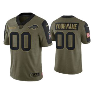 Men Custom Buffalo Bills Olive 2021 Salute To Service Limited Jersey