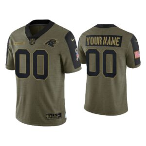 Men Custom Carolina Panthers Olive 2021 Salute To Service Limited Jersey