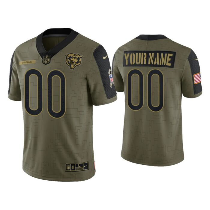 Men Custom Chicago Bears Olive 2021 Salute To Service Limited Jersey