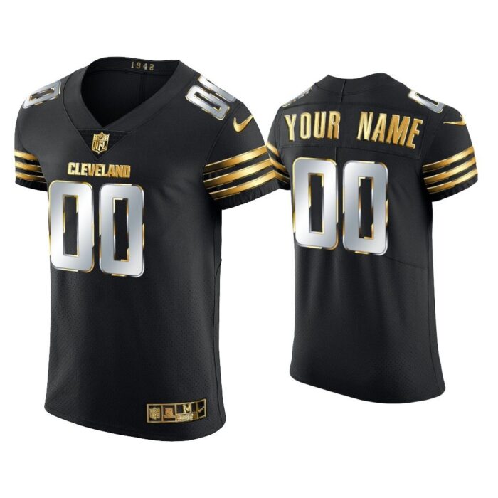 Men Custom Cleveland Browns Black Golden Edition Vapor Elite Jersey